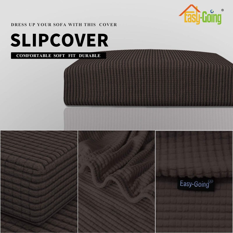 Easy-Going Stretch Chair Cushion Cover Sofa Cushion Furniture Protector Sofa Seat Sofa Slipcover Sofa Cover Soft Flexibility with Elastic Bottom(Chair Cushion, Chocolate) - Image 3